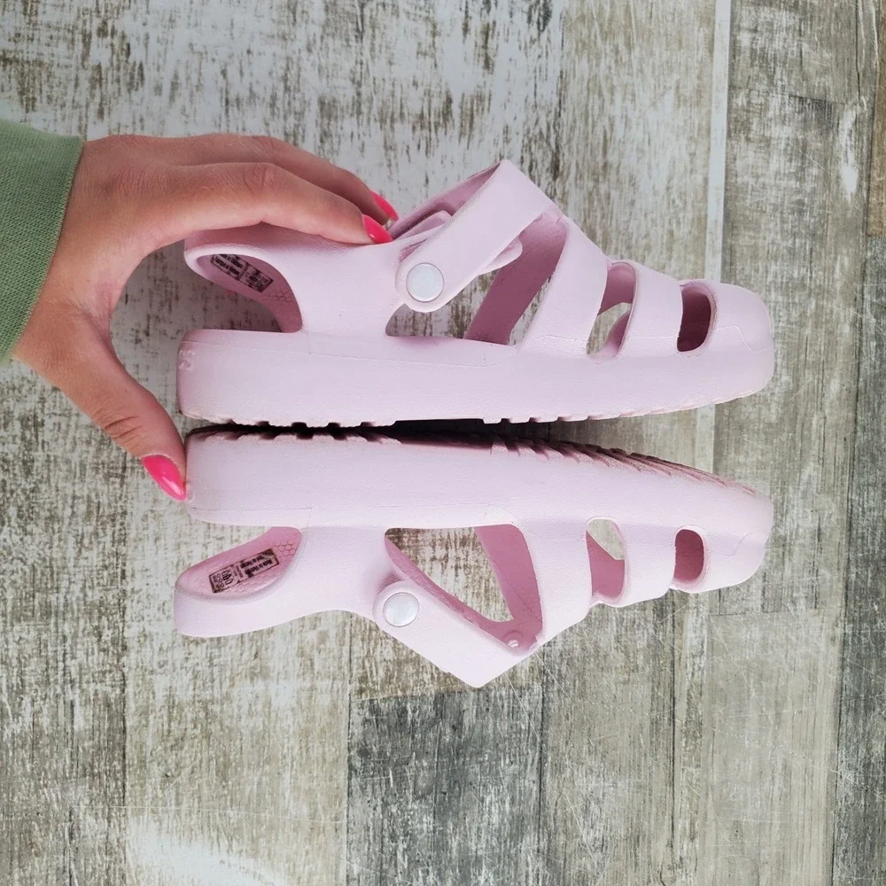 Crocs Classic Fisherman Kids Flat Sandals Sz C13 13 Pink Adjustable Heel Strap